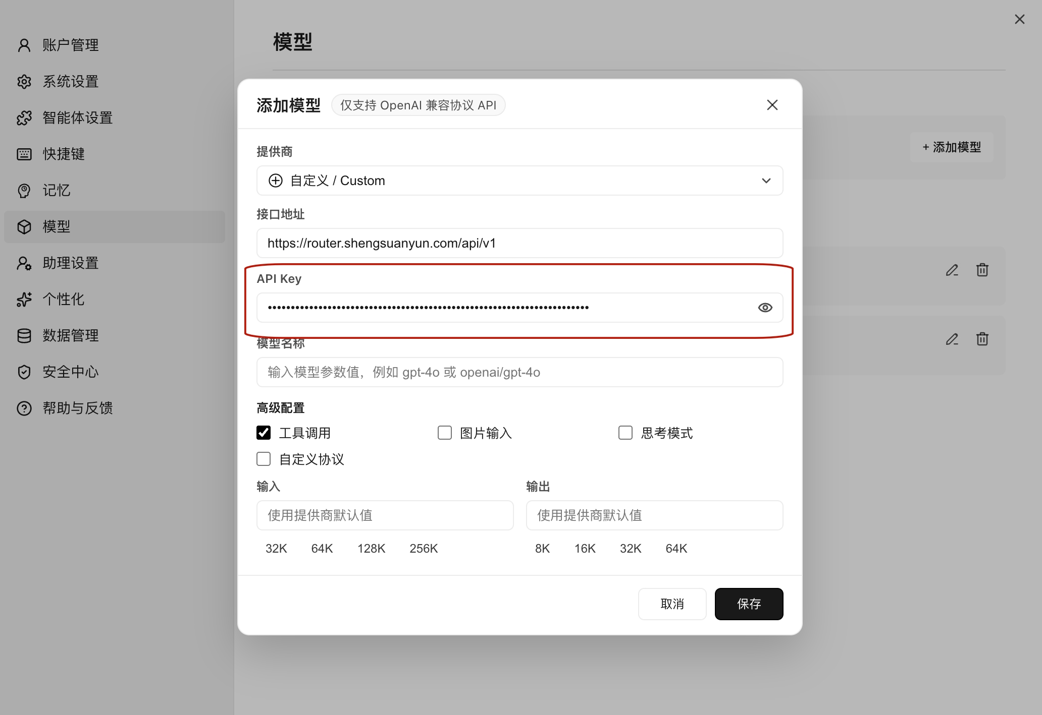获取并填入 API Key
